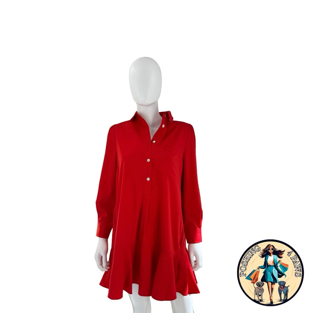 Tuckernuck NEW Red Callahan Long Sleeve Preppy Shirt Mini Dress Size Small - Picture 4 of 9